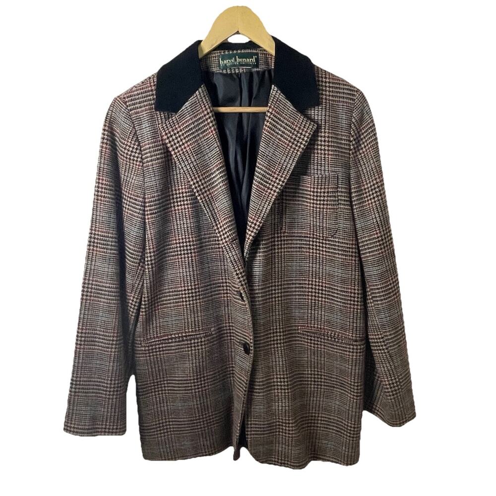 90’s harve’ benard Wool Plaid Blazer Carolyn Bessette CBK Dark Academia Sz L/XL